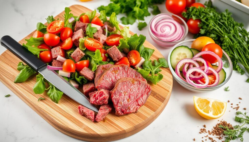 Beef Heart Salad Preparation