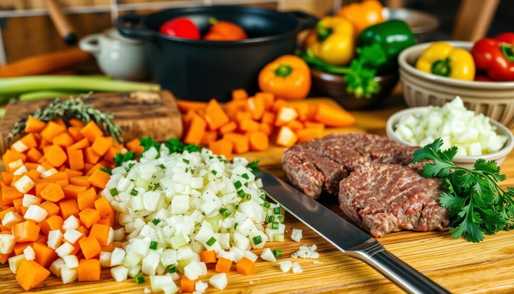 Beef Stew Ingredient Preparation