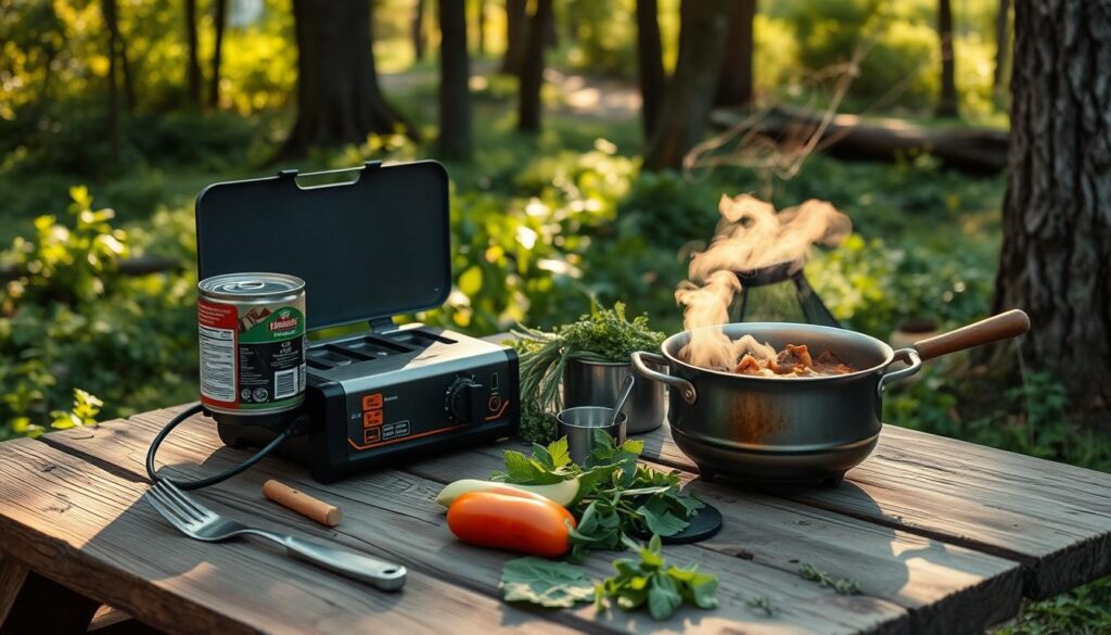 Canned Beef Outdoor Meal Preparation