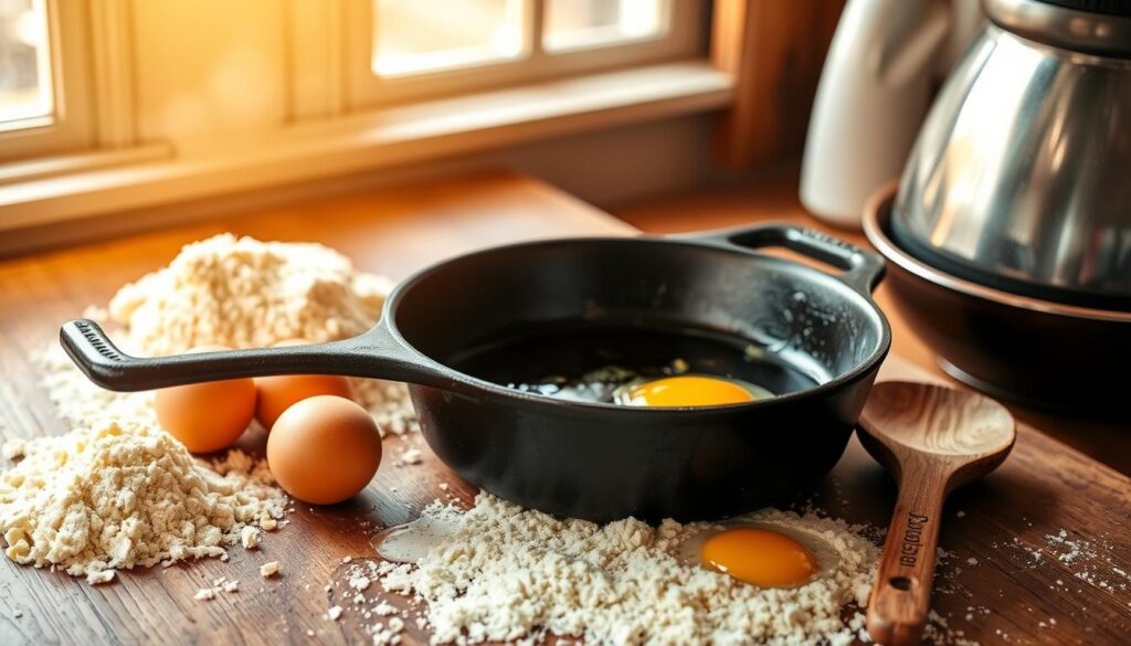 Cast Iron Skillet for Hoe Cake Preparation