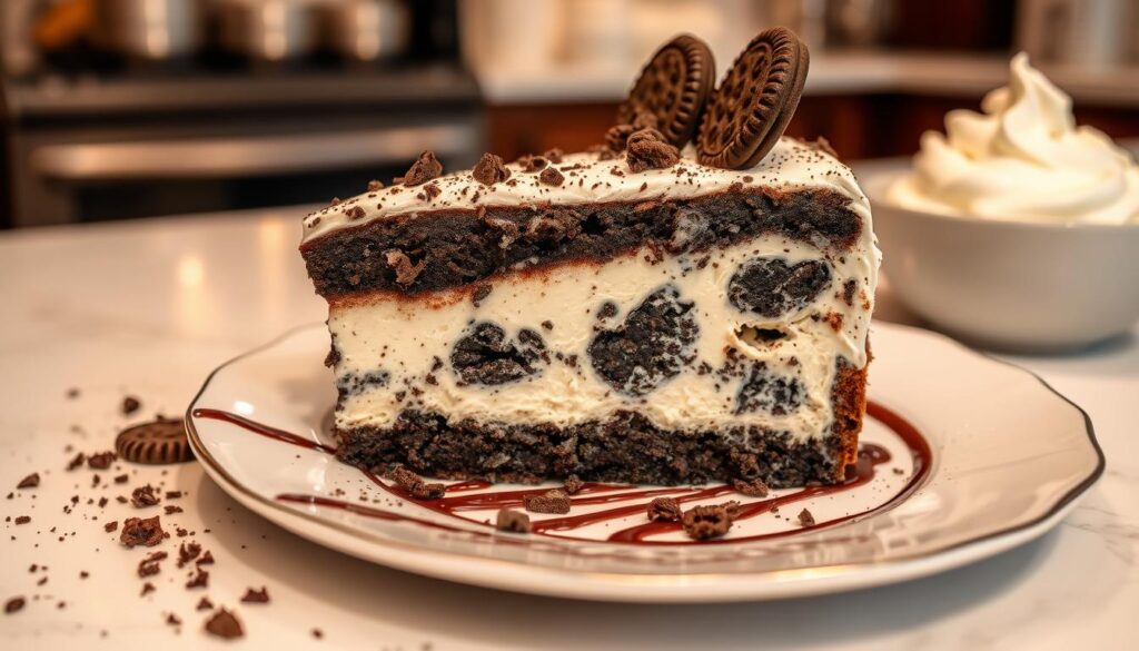 Cookies and Cream Cake Serving Suggestion