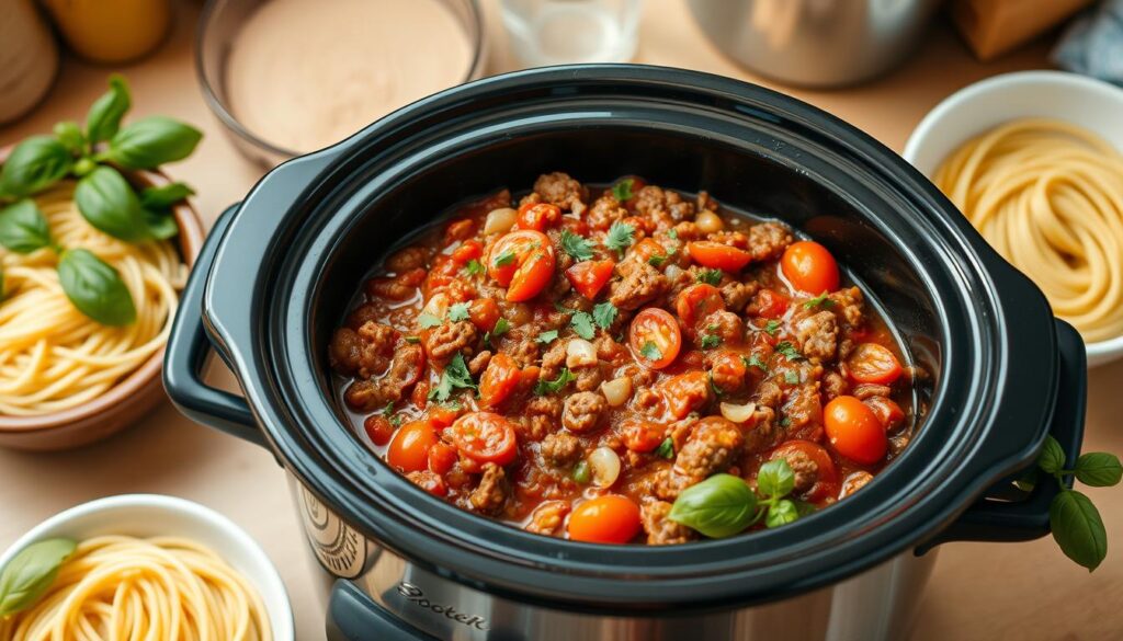 Crockpot Spaghetti Sauce with Ground Beef