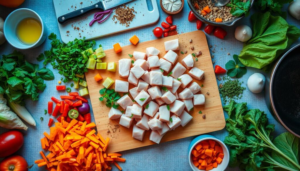 Cubed Chicken Meal Preparation