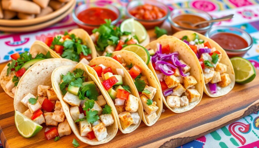 Cubed Chicken Tacos Variety