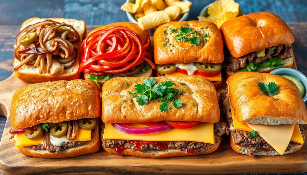 Customized beef and cheese sandwich variations