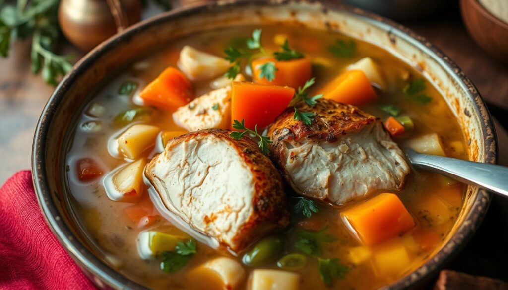 Delicious Chicken Soup with Baked Chicken Breast