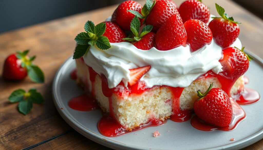 Delicious Strawberry Poke Cake