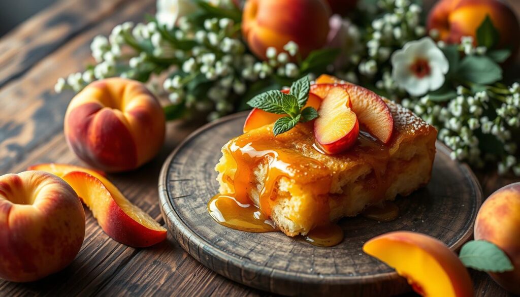 Fresh Peach Dump Cake Presentation