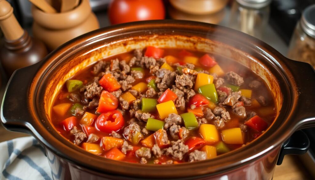 Ground Beef Goulash in Crockpot