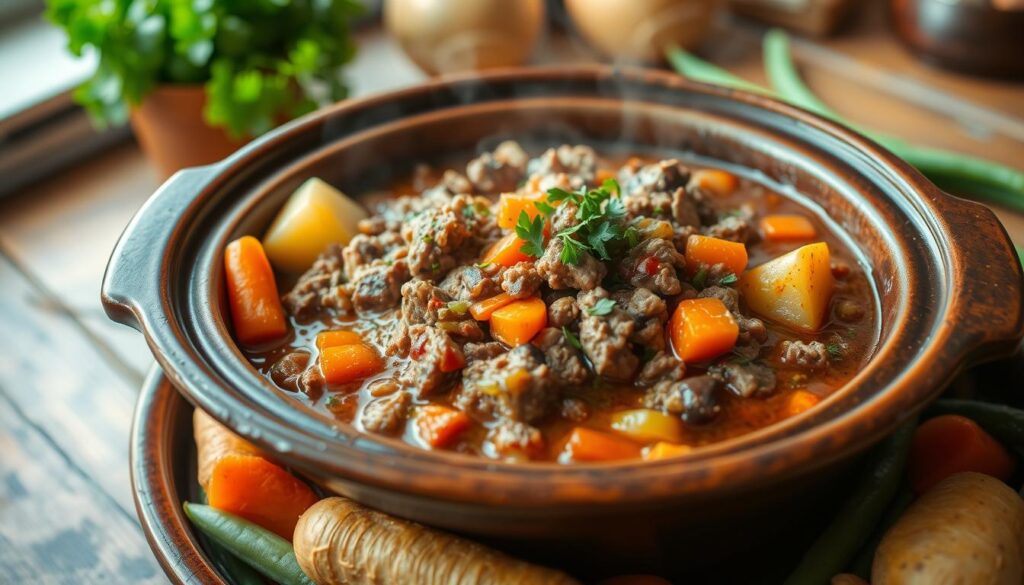 Ground Beef Stew in Crockpot