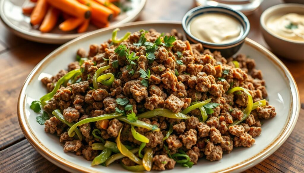 Ground Beef and Cabbage Serving Presentation