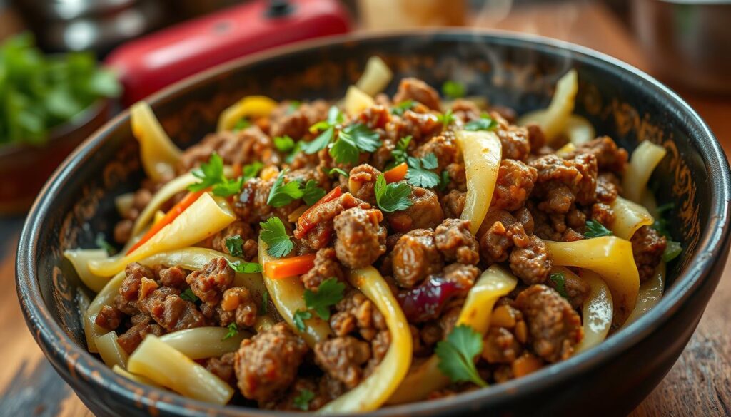 Homemade Cabbage and Ground Beef Stir Fry