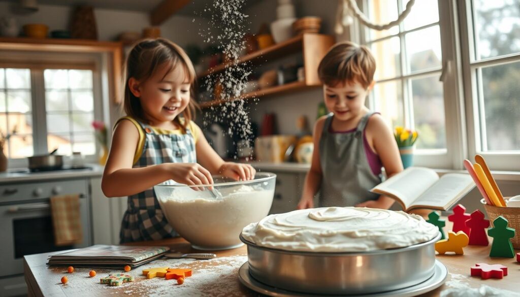 Kids Baking White Cake