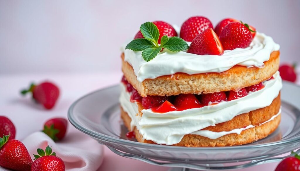 Moist Strawberry Poke Cake Presentation