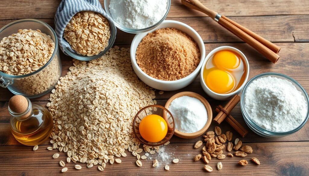 Oatmeal Cake Ingredients Laid Out