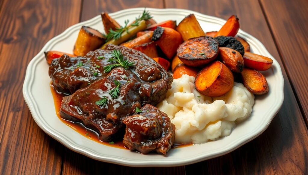 Slow Cooker Short Ribs Dinner Plating