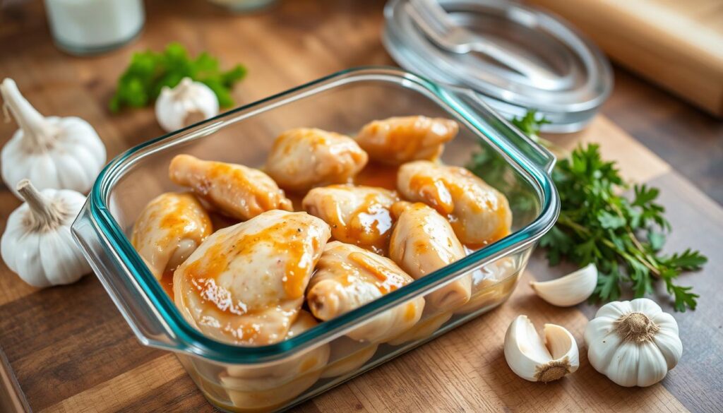 Storing Chicken with Garlic Sauce