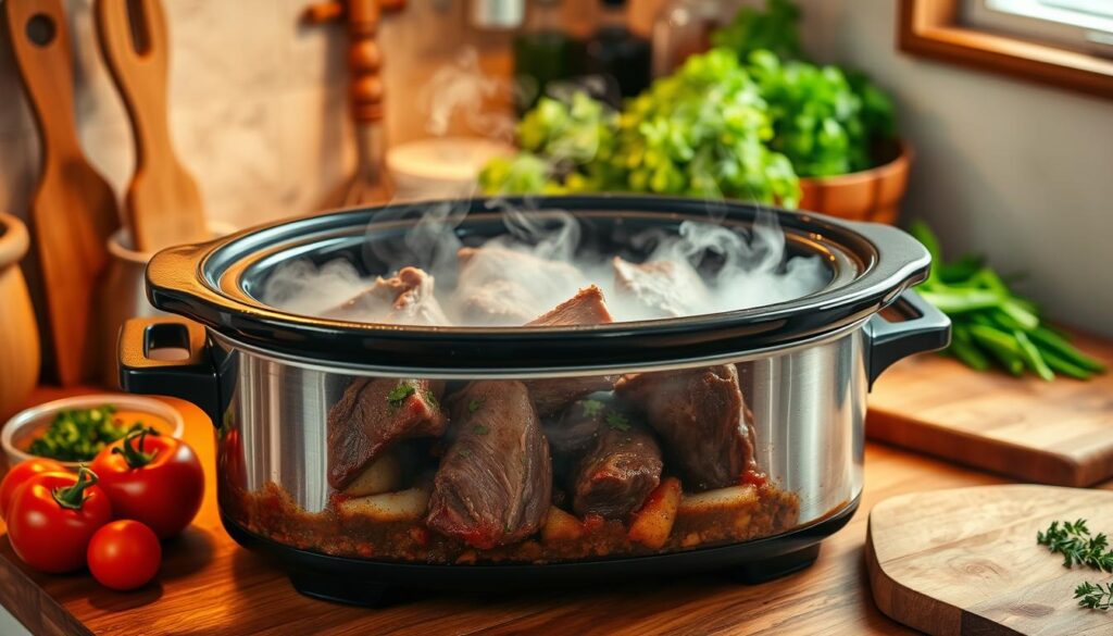 Tender Slow Cooker Short Ribs Cooking Process