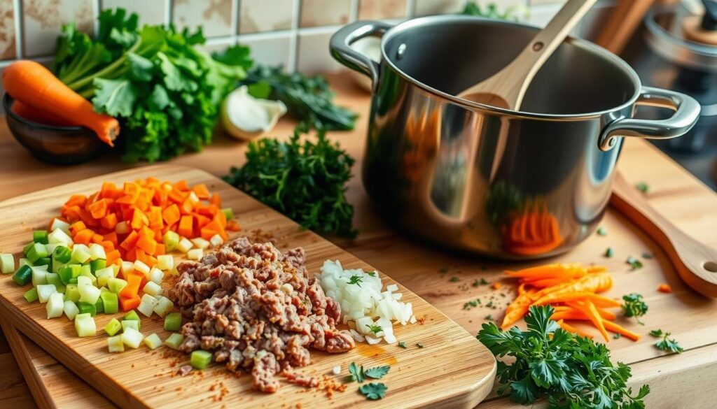 Vegetable Beef Soup Preparation